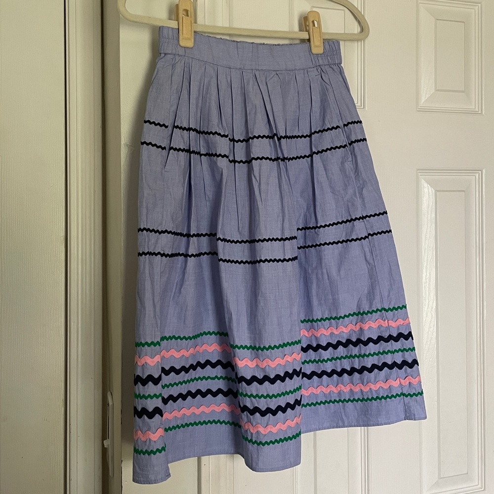 NWT J Crew XXSP ric-rac midi skirt with pockets
